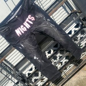 Legendary Rawyalty Size 42 Black Skinny Jeans Hot Pink "NIGHTS"